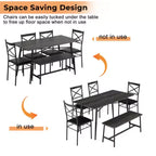 karl Home 1 Table, 1 Stool, 4 Chairs, Black Iron Pipe, Gray Soft Cushion, Dining Table and Chair Set