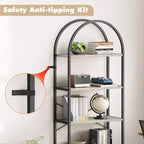Coolmee 5 Tier Arched Bookshelf, Bookcase Display Racks Tall Bookshelves, Storage Rack Large Wood Book Shelf for Bedroom, Living Room, Office