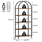 Coolmee 5 Tier Arched Bookshelf, Bookcase Display Racks Tall Bookshelves, Storage Rack Large Wood Book Shelf for Bedroom, Living Room, Office