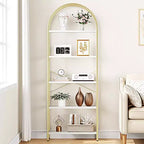 Coolmee 5 Tier Arched Bookshelf, Bookcase Display Racks Tall Bookshelves, Storage Rack Large Wood Book Shelf for Bedroom, Living Room, Office