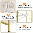 Coolmee 5 Tier Arched Bookshelf, Bookcase Display Racks Tall Bookshelves, Storage Rack Large Wood Book Shelf for Bedroom, Living Room, Office