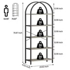 Coolmee 5 Tier Arched Bookshelf, Bookcase Display Racks Tall Bookshelves, Storage Rack Large Wood Book Shelf for Bedroom, Living Room, Office