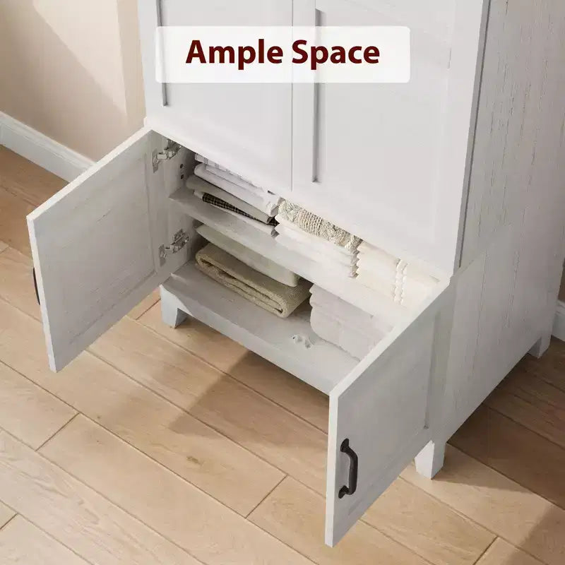 Armadio autonomo rustico bianco/noce marrone, 4 ante, 183 cm di altezza, 1 persona