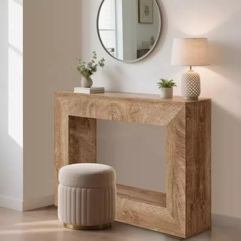 Tavolo consolle da fattoria 47", marrone bruciato/marrone naturale, rettangolare, truciolato