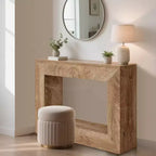 47" Farmhouse Console Table, Burnt Brown / Natural Brown, Rectangular, Particle Board