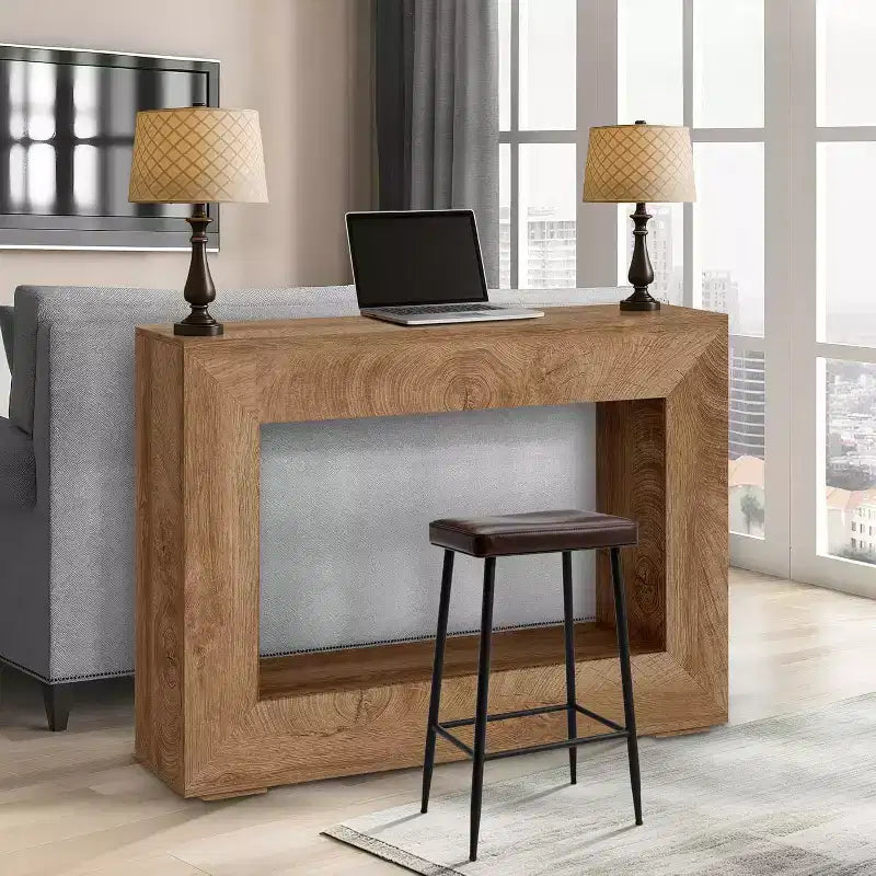 Tavolo consolle da fattoria 47", marrone bruciato/marrone naturale, rettangolare, truciolato