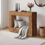 47" Farmhouse Console Table, Burnt Brown / Natural Brown, Rectangular, Particle Board