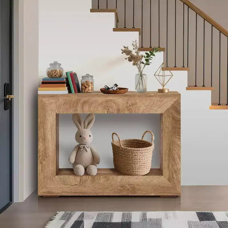 Tavolo consolle da fattoria 47", marrone bruciato/marrone naturale, rettangolare, truciolato