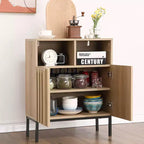 Credenza con motivo a onde e finitura rovere - doppia anta, mobile contenitore a 2 ante