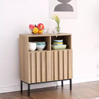 Credenza con motivo a onde e finitura rovere - doppia anta, mobile contenitore a 2 ante