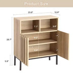 Credenza con motivo a onde e finitura rovere - doppia anta, mobile contenitore a 2 ante