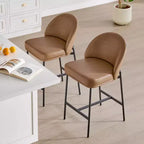 Barhocker mit geschwungener Rückenlehne, gepolsterter Sitzfläche und Metallbeinen (Schwarz/Braun/Creme/Grün), Sitzplatz für 1 Person