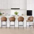 Barhocker mit geschwungener Rückenlehne, gepolsterter Sitzfläche und Metallbeinen (Schwarz/Braun/Creme/Grün), Sitzplatz für 1 Person
