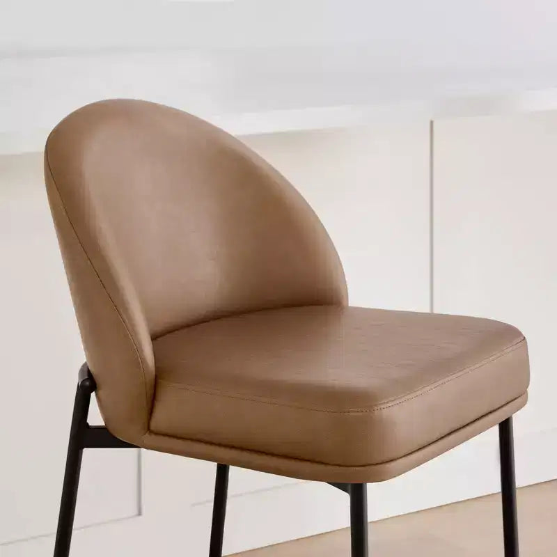 Sgabello da bancone Arc con schienale, sedile imbottito, gambe in metallo (Nero/Marrone/Crema/Verde), Posti a sedere 1