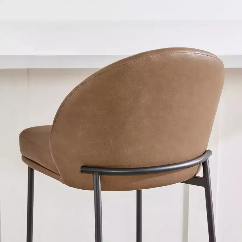 Sgabello da bancone Arc con schienale, sedile imbottito, gambe in metallo (Nero/Marrone/Crema/Verde), Posti a sedere 1