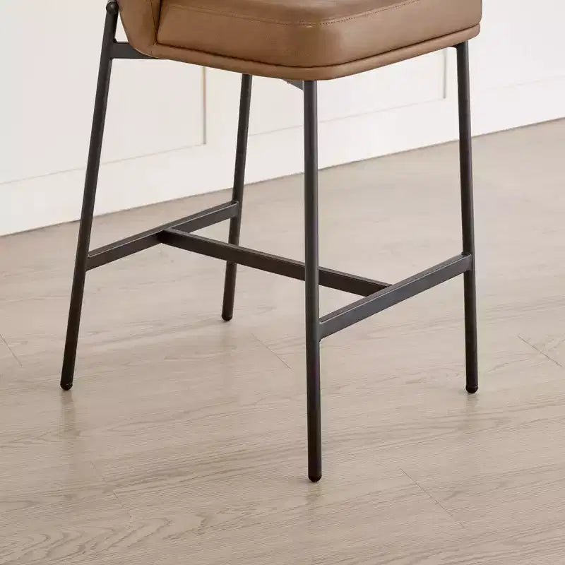 Sgabello da bancone Arc con schienale, sedile imbottito, gambe in metallo (Nero/Marrone/Crema/Verde), Posti a sedere 1