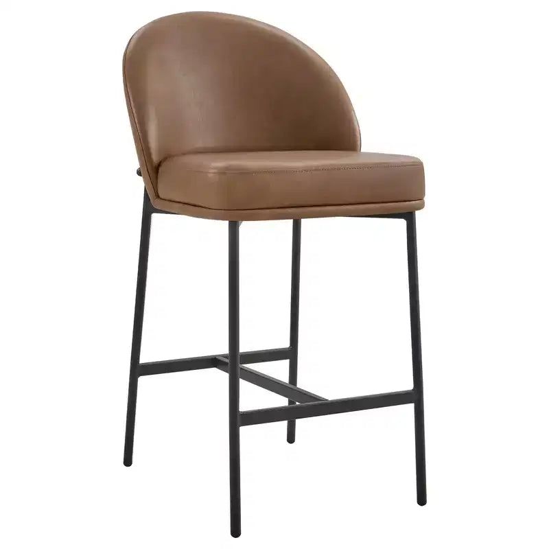 Sgabello da bancone Arc con schienale, sedile imbottito, gambe in metallo (Nero/Marrone/Crema/Verde), Posti a sedere 1