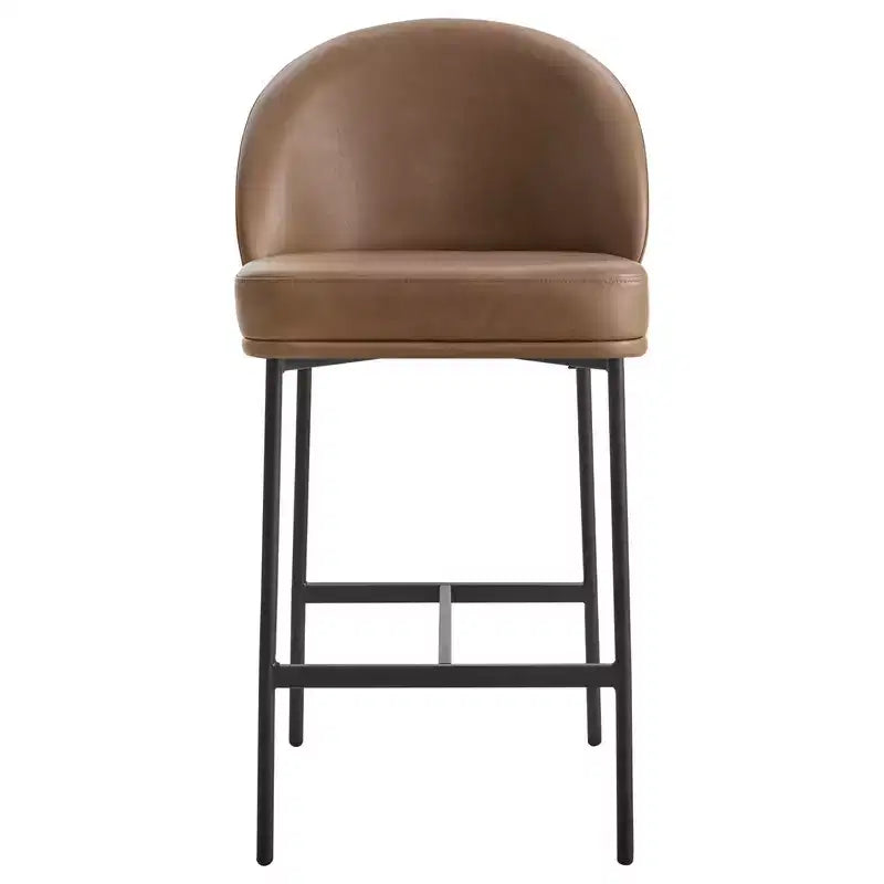 Sgabello da bancone Arc con schienale, sedile imbottito, gambe in metallo (Nero/Marrone/Crema/Verde), Posti a sedere 1