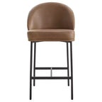 Barhocker mit geschwungener Rückenlehne, gepolsterter Sitzfläche und Metallbeinen (Schwarz/Braun/Creme/Grün), Sitzplatz für 1 Person
