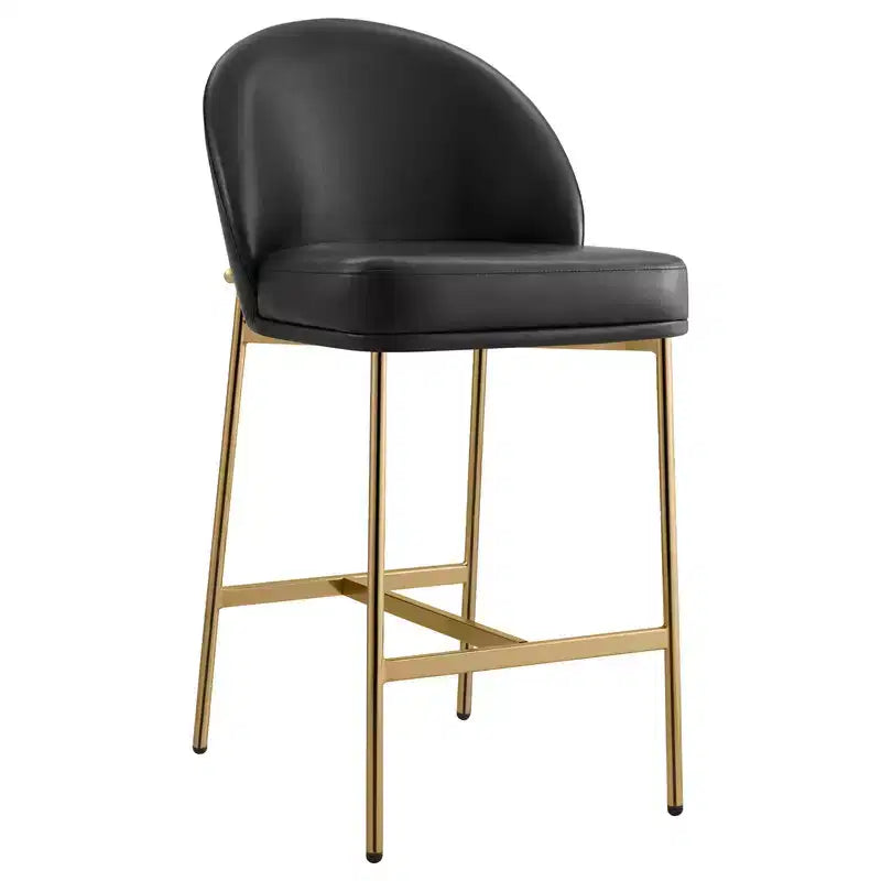Sgabello da bancone Arc con schienale, sedile imbottito, gambe in metallo (Nero/Marrone/Crema/Verde), Posti a sedere 1