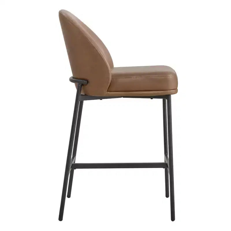 Sgabello da bancone Arc con schienale, sedile imbottito, gambe in metallo (Nero/Marrone/Crema/Verde), Posti a sedere 1