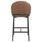 Barhocker mit geschwungener Rückenlehne, gepolsterter Sitzfläche und Metallbeinen (Schwarz/Braun/Creme/Grün), Sitzplatz für 1 Person