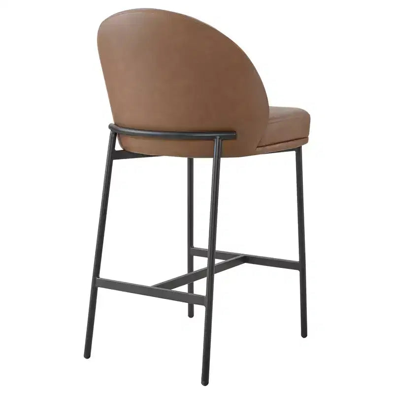 Sgabello da bancone Arc con schienale, sedile imbottito, gambe in metallo (Nero/Marrone/Crema/Verde), Posti a sedere 1