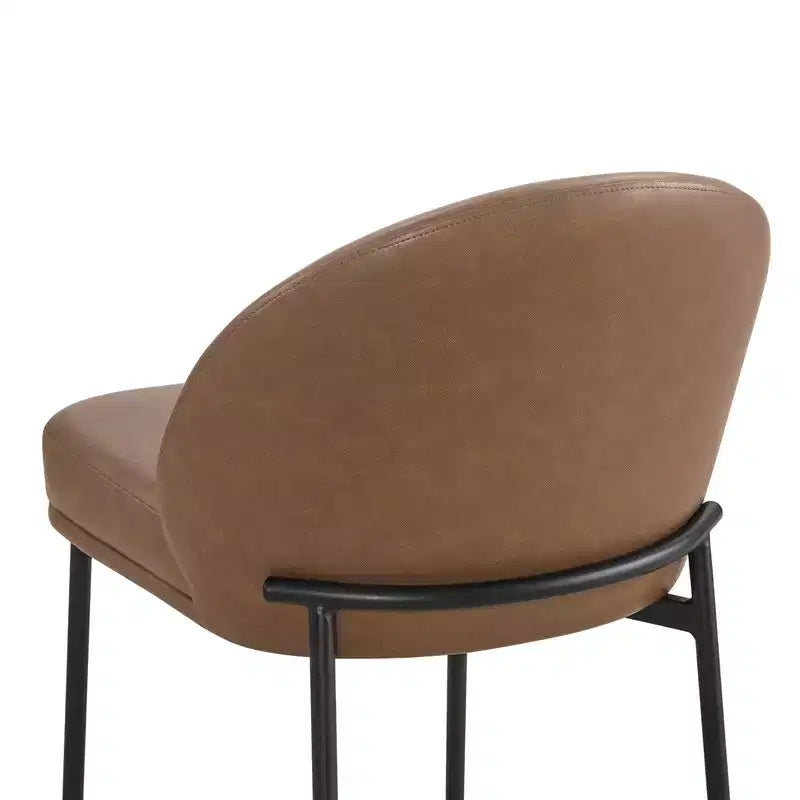Sgabello da bancone Arc con schienale, sedile imbottito, gambe in metallo (Nero/Marrone/Crema/Verde), Posti a sedere 1