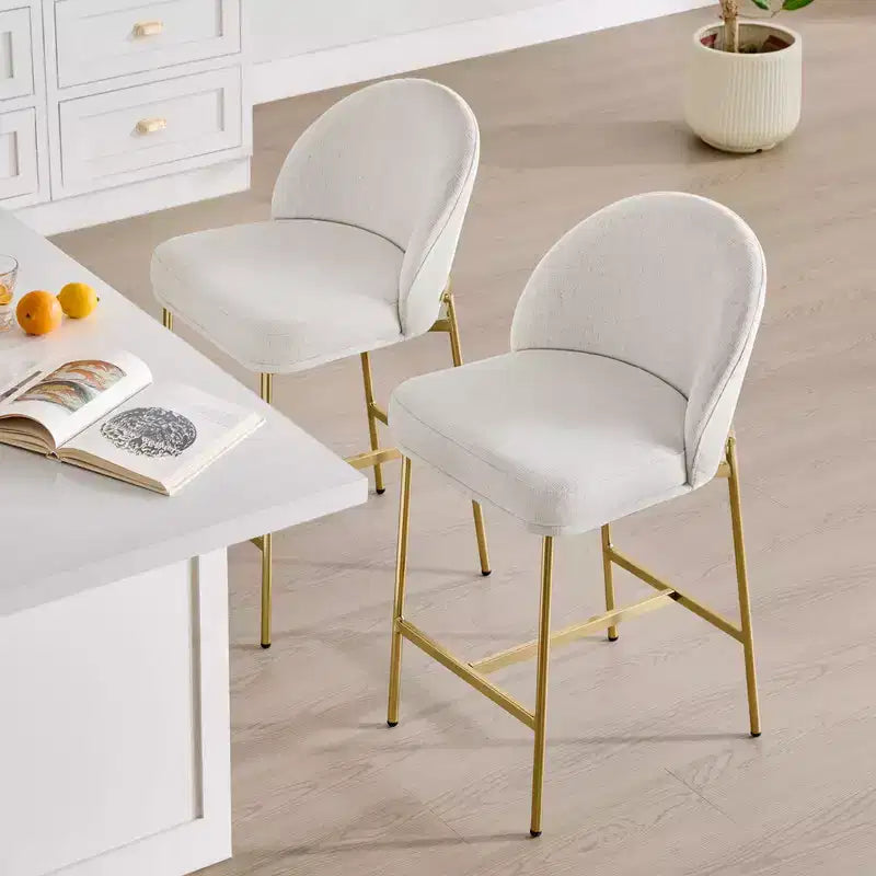 Sgabello da bancone Arc con schienale, sedile imbottito, gambe in metallo (Nero/Marrone/Crema/Verde), Posti a sedere 1