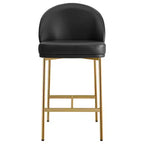 Barhocker mit geschwungener Rückenlehne, gepolsterter Sitzfläche und Metallbeinen (Schwarz/Braun/Creme/Grün), Sitzplatz für 1 Person