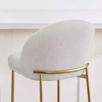Barhocker mit geschwungener Rückenlehne, gepolsterter Sitzfläche und Metallbeinen (Schwarz/Braun/Creme/Grün), Sitzplatz für 1 Person