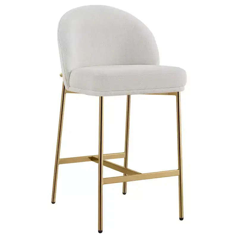 Sgabello da bancone Arc con schienale, sedile imbottito, gambe in metallo (Nero/Marrone/Crema/Verde), Posti a sedere 1