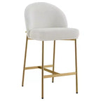 Barhocker mit geschwungener Rückenlehne, gepolsterter Sitzfläche und Metallbeinen (Schwarz/Braun/Creme/Grün), Sitzplatz für 1 Person
