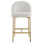 Barhocker mit geschwungener Rückenlehne, gepolsterter Sitzfläche und Metallbeinen (Schwarz/Braun/Creme/Grün), Sitzplatz für 1 Person