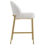Barhocker mit geschwungener Rückenlehne, gepolsterter Sitzfläche und Metallbeinen (Schwarz/Braun/Creme/Grün), Sitzplatz für 1 Person