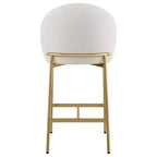Barhocker mit geschwungener Rückenlehne, gepolsterter Sitzfläche und Metallbeinen (Schwarz/Braun/Creme/Grün), Sitzplatz für 1 Person