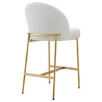 Barhocker mit geschwungener Rückenlehne, gepolsterter Sitzfläche und Metallbeinen (Schwarz/Braun/Creme/Grün), Sitzplatz für 1 Person