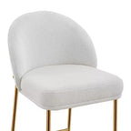 Barhocker mit geschwungener Rückenlehne, gepolsterter Sitzfläche und Metallbeinen (Schwarz/Braun/Creme/Grün), Sitzplatz für 1 Person
