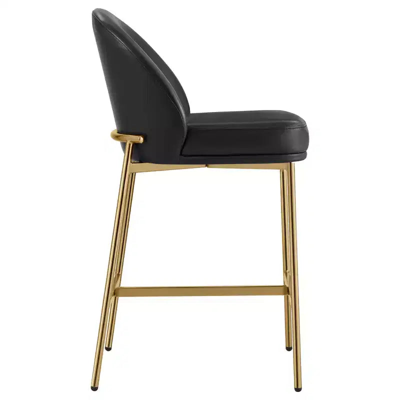 Sgabello da bancone Arc con schienale, sedile imbottito, gambe in metallo (Nero/Marrone/Crema/Verde), Posti a sedere 1