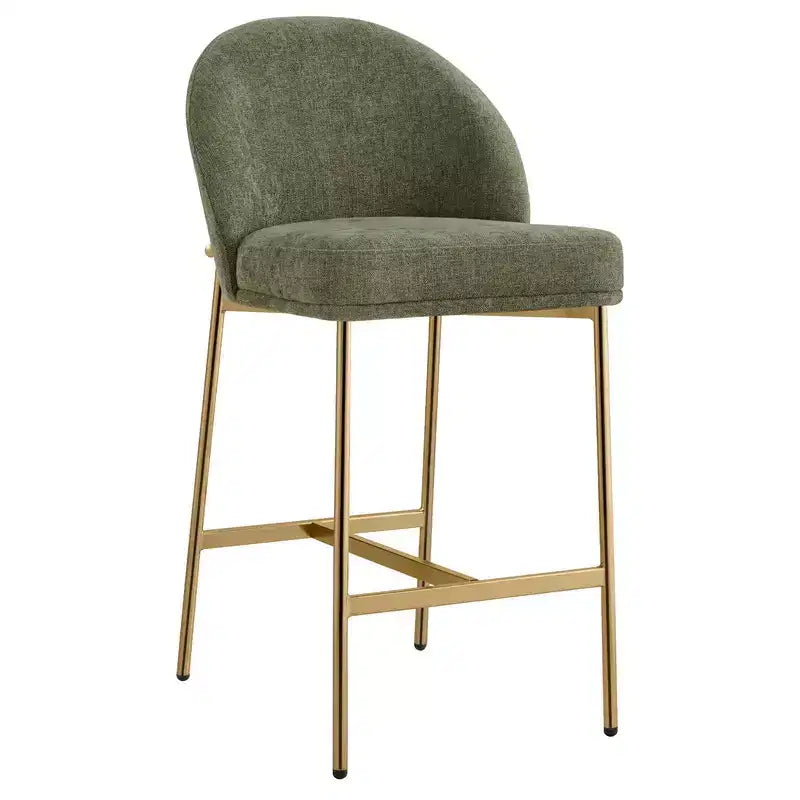 Sgabello da bancone Arc con schienale, sedile imbottito, gambe in metallo (Nero/Marrone/Crema/Verde), Posti a sedere 1