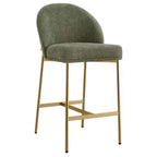 Barhocker mit geschwungener Rückenlehne, gepolsterter Sitzfläche und Metallbeinen (Schwarz/Braun/Creme/Grün), Sitzplatz für 1 Person