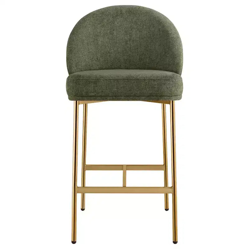Sgabello da bancone Arc con schienale, sedile imbottito, gambe in metallo (Nero/Marrone/Crema/Verde), Posti a sedere 1