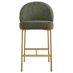 Barhocker mit geschwungener Rückenlehne, gepolsterter Sitzfläche und Metallbeinen (Schwarz/Braun/Creme/Grün), Sitzplatz für 1 Person