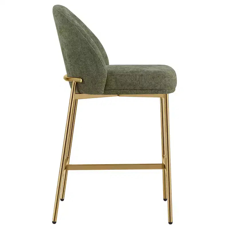 Sgabello da bancone Arc con schienale, sedile imbottito, gambe in metallo (Nero/Marrone/Crema/Verde), Posti a sedere 1