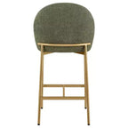 Barhocker mit geschwungener Rückenlehne, gepolsterter Sitzfläche und Metallbeinen (Schwarz/Braun/Creme/Grün), Sitzplatz für 1 Person