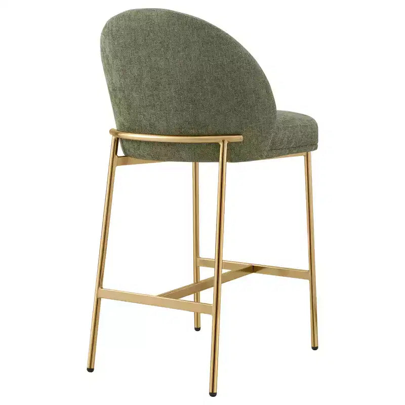Sgabello da bancone Arc con schienale, sedile imbottito, gambe in metallo (Nero/Marrone/Crema/Verde), Posti a sedere 1