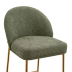 Barhocker mit geschwungener Rückenlehne, gepolsterter Sitzfläche und Metallbeinen (Schwarz/Braun/Creme/Grün), Sitzplatz für 1 Person