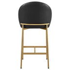 Barhocker mit geschwungener Rückenlehne, gepolsterter Sitzfläche und Metallbeinen (Schwarz/Braun/Creme/Grün), Sitzplatz für 1 Person