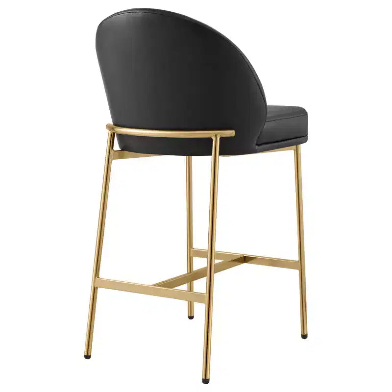 Sgabello da bancone Arc con schienale, sedile imbottito, gambe in metallo (Nero/Marrone/Crema/Verde), Posti a sedere 1