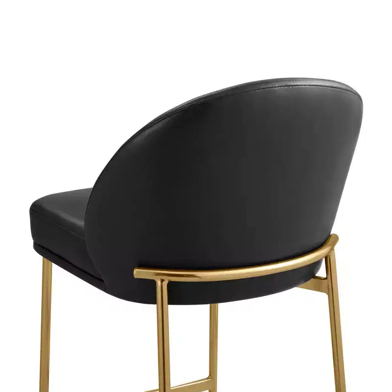 Sgabello da bancone Arc con schienale, sedile imbottito, gambe in metallo (Nero/Marrone/Crema/Verde), Posti a sedere 1